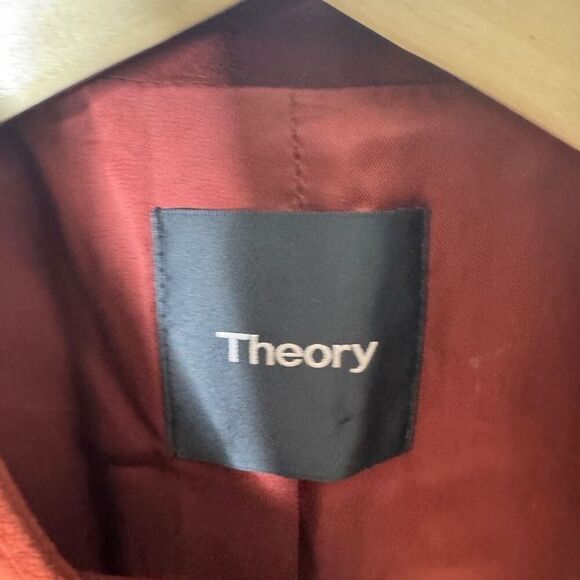 Theory Jacket Women's Large Burgundy Suede Leather Moto Studded Full Zip Pockets - Picture 4 of 12